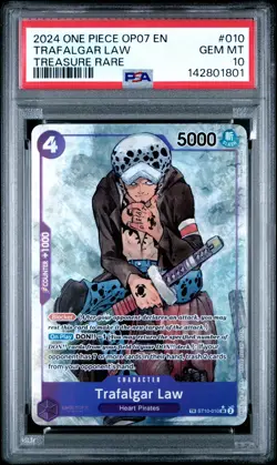 2024 ONE PIECE OP07-500 YEARS IN THE FUTURE TREASURE RARE TRAFALGAR LAW PSA 10 - Image 1