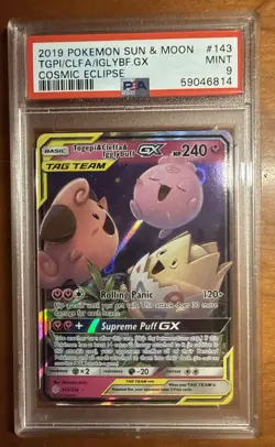 PSA 9 Togepi & Cleffa & Igglybuff GX #143 2019 Pokemon Sun & Moon Cosmic Eclipse - Image 3