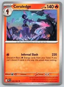 CERULEDGE 020/094 UC PHANTASMAL FLAMES POKEMON LP GEMI - Image 1