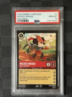 2022 Disney Lorcana - Mickey Mouse - Brave Little Tailor D23 Expo 1st Ed PSA 10 - Image 1