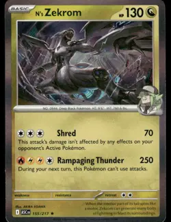 Pokemon Cards N's Zekrom 155/217 Holo Ascended Heroes Rare NM - Image 1
