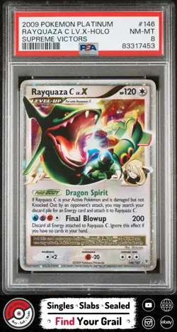 PSA 8 RAYQUAZA C LV.X HOLO 146 2009 SUPREME VICTORS POKEMON CARD - Image 1