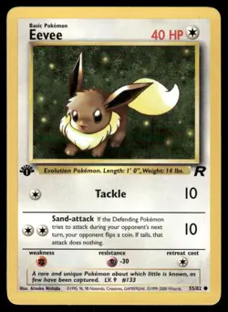 Pokemon Cards Eevee 55/82 1st Edition Team Rocket Common LP - Image 1