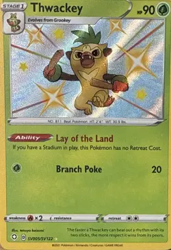 Thwackey SV005/SV122 Shiny Rare Shining Fates Shiny Vault Pokemon LP - Image 1