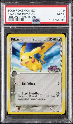 2006 POKEMON EX HOLON PHANTOMS #79 PIKACHU-REVERSE FOIL PSA 9 - Image 1