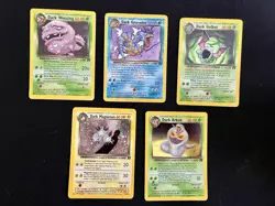 Pokemon Team Rocket Holo 5 card Lot – Dark Gyarados, Magneton (SWIRL) – WOTC - Image 1