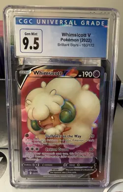 Pokemon Brilliant Stars Whimsicott V 160/172 CGC 9.5 (OLD CGC LABEL SO PSA10) - Image 1