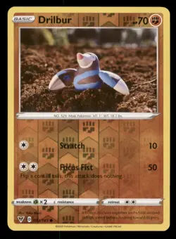 Drilbur SWSH04: Vivid Voltage #091/185 Common Reverse Holo Pokemon LP - Image 1