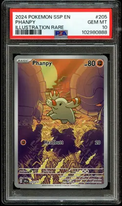 PSA 10 GEM MINT Phanpy 205/191 Surging Sparks Illustration Rare 2024 Pokemon - Image 1