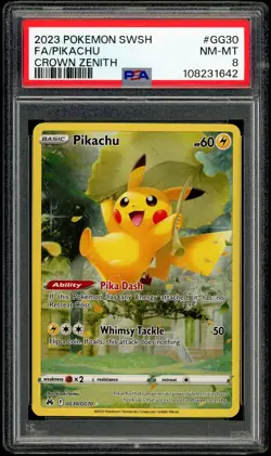 PSA 8 NM-MINT Pikachu Full Art Crown Zenith GG30 2023 Pokemon S&S - Image 1