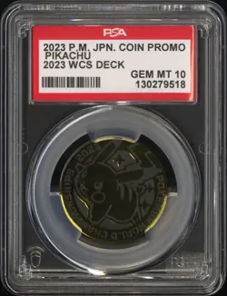 PSA 10 GEM MINT PIKACHU WORLD CHAMPIONSHIP 2023 POKEMON WCS COIN LOW POP - Image 1
