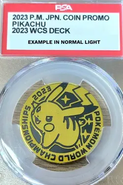 PSA 10 GEM MINT PIKACHU WORLD CHAMPIONSHIP 2023 POKEMON WCS COIN LOW POP - Image 2