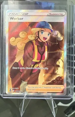 Pokemon TCG Worker 195/195 Silver Tempest Full Art Trainer Ultra Rare Holo - Image 1