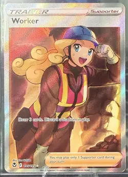 Pokemon TCG Worker 195/195 Silver Tempest Full Art Trainer Ultra Rare Holo - Image 2