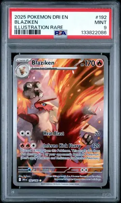 2025 POKEMON DRI EN-DESTINED RIVALS ILLUSTRATION RARE #192 BLAZIKEN PSA 9 - Image 1