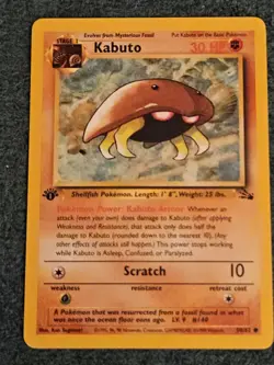 Pokemon Kabuto Fossil 1st Edition 50/62 Unplayed - Image 1