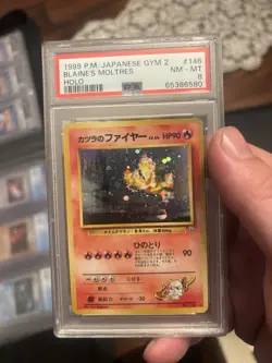 Pokemon Blaine's Moltres Challenge Darkness Holo Rare #146 1998 PSA 8 Japanese - Image 1