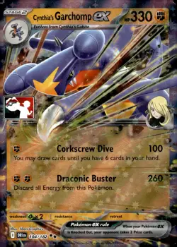 1x Cynthia's Garchomp ex (#104/182) - Holofoi NM Eng Pokemon - Prize Pack Series - Image 1