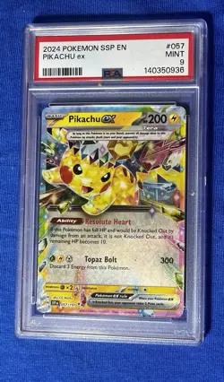 2024 POKEMON SSP EN-SURGING SPARKS #057 PIKACHU EX PSA 9 - Image 1