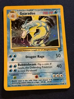Pokemon TCG Gyarados Holo Rare Card 7/130 Base Set 2 WOTC LP - Image 1