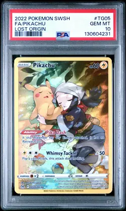 2022 POKEMON SWORD & SHIELD LOST ORIGIN #TG05 FULL ART/PIKACHU PSA 10 - Image 1