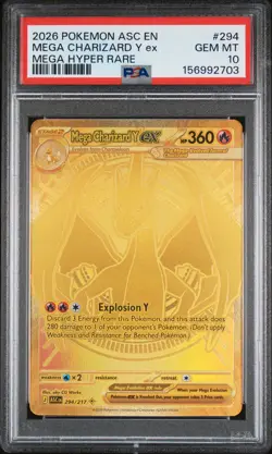 2026 POKEMON ASC EN-ASCENDED HEROES MEGA HYPER RARE MEGA CHARIZARD Y EX PSA 10 - Image 1