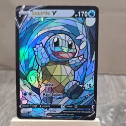 Pokemon stained glass Squirtle V FAN ART NON-TCG - Image 1