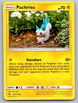 Pachirisu 80/214 Common Lost Thunder Pokemon Near Mint Yuka Morii Clay Art - Image 1