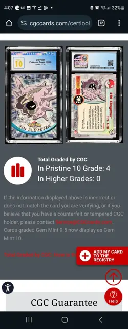 (POP 4) CGC 10 PRISTINE 2000 Topps Pokemon TV Animation Series 2 Cloyster #91 - Image 5