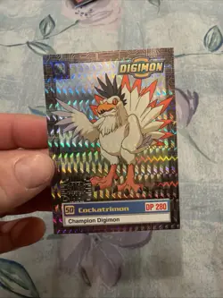 1999 Digimon Cockatrimon #34 Exclusive Preview Card Silver Prism - Image 1