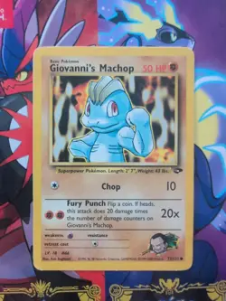Pokemon Card Giovanni's Machop Gym Challenge Card 72/132 + 4 Poliwag Cards - Image 1