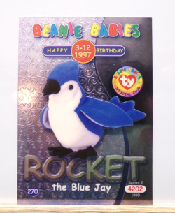 TY Beanie Babies BBOC Card - Series 2 Birthday (Silver) Rocket the Blue Jay - Image 1