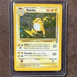 Pokemon TCG Raichu Base Set 2 Holo Unlimited Holo Rare Card 16/130 SUPER CLEAN! - Image 1