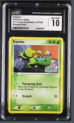 Treecko Crystal Guardians Reverse Holo Card 67/100 CGC 10 Gem Mint - Image 1
