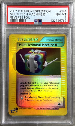 Pokemon Card Multi Technical Machine 01 Rev Holo PSA 8, Expedition 144/165, 2002 - Image 1