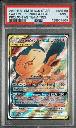 Pokemon TCG Sun And Moon Snorlax And Eevee GX #SM169 PSA 9 MINT Black Star Promo - Image 1