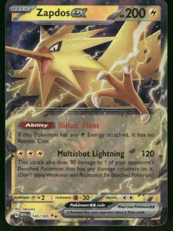 2023 Zapdos ex - 145/165 Double Rare Holo NM SV: Scarlet & Violet 151 Pokemon - Image 1