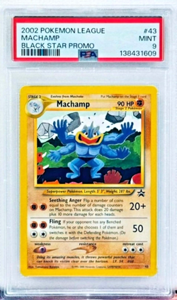 2002 POKEMON LEAGUE PROMO BLACK STAR #43 MACHAMP PSA 9 - Image 1