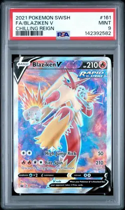 Pokemon Blaziken V (Full Art) 161/198 Swsh06: Chilling Reign Holo PSA 9 - Image 1