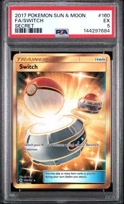 2017 POKEMON SUN & MOON SECRET #160 FULL ART/SWITCH PSA 5 - Image 1