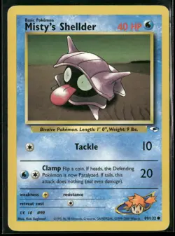 Misty's Shellder 89/132 Common Gym Heroes Pokemon Heavily Played - Image 1