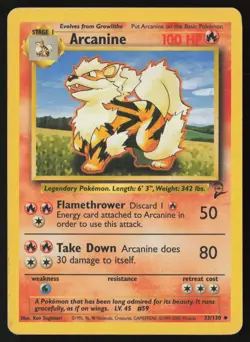 Arcanine 33/130 Uncommon Base Set 2 Pokemon Heavily Played - Image 1