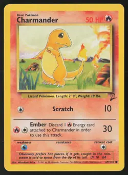 Charmander 69/130 Common Base Set 2 Pokemon Heavily Played - Image 1