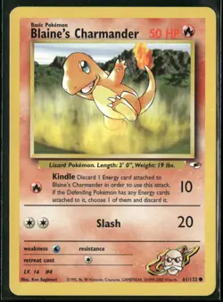 Blaine's Charmander 61/132 Common Gym Heroes Pokemon Lightly Played - Image 1