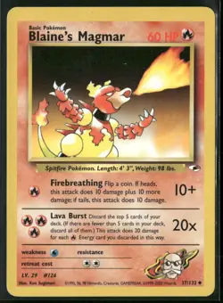Blaine's Magmar 37/132 Uncommon Gym Heroes Pokemon Lightly Played - Image 1