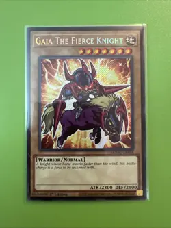 Yugioh! 1x Gaia The Fierce Knight MZMU-EN058 Secret Rare 1st Ed NM - Image 1