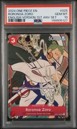 RORONOA ZORO OP01-025 PSA 10 ENGLISH 1ST ANNIVERSARY SET PROMO ONE PIECE - Image 1