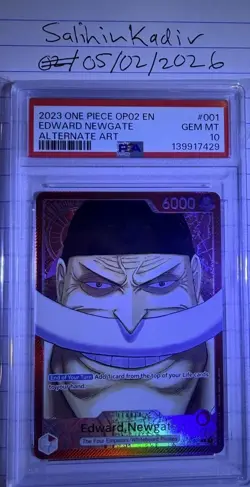 Namco Edward.Newgate OP02-001 Paramount War Leader Alt Art Foil PSA 10 EN 2023 - Image 1