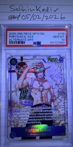 Namco Portgas.D.Ace OP13-119 Carrying On His Will Secret Rare Alt Art Foil PSA … - Image 1