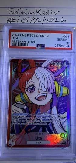 Bandai Uta OP06-001 Wings of the Captain Alternate Art Foil Leader PSA 10 EN - Image 1